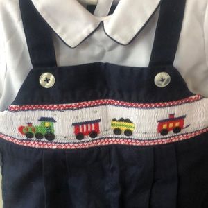 Carriage Boutiques 24 months romper with attached collar shirt.